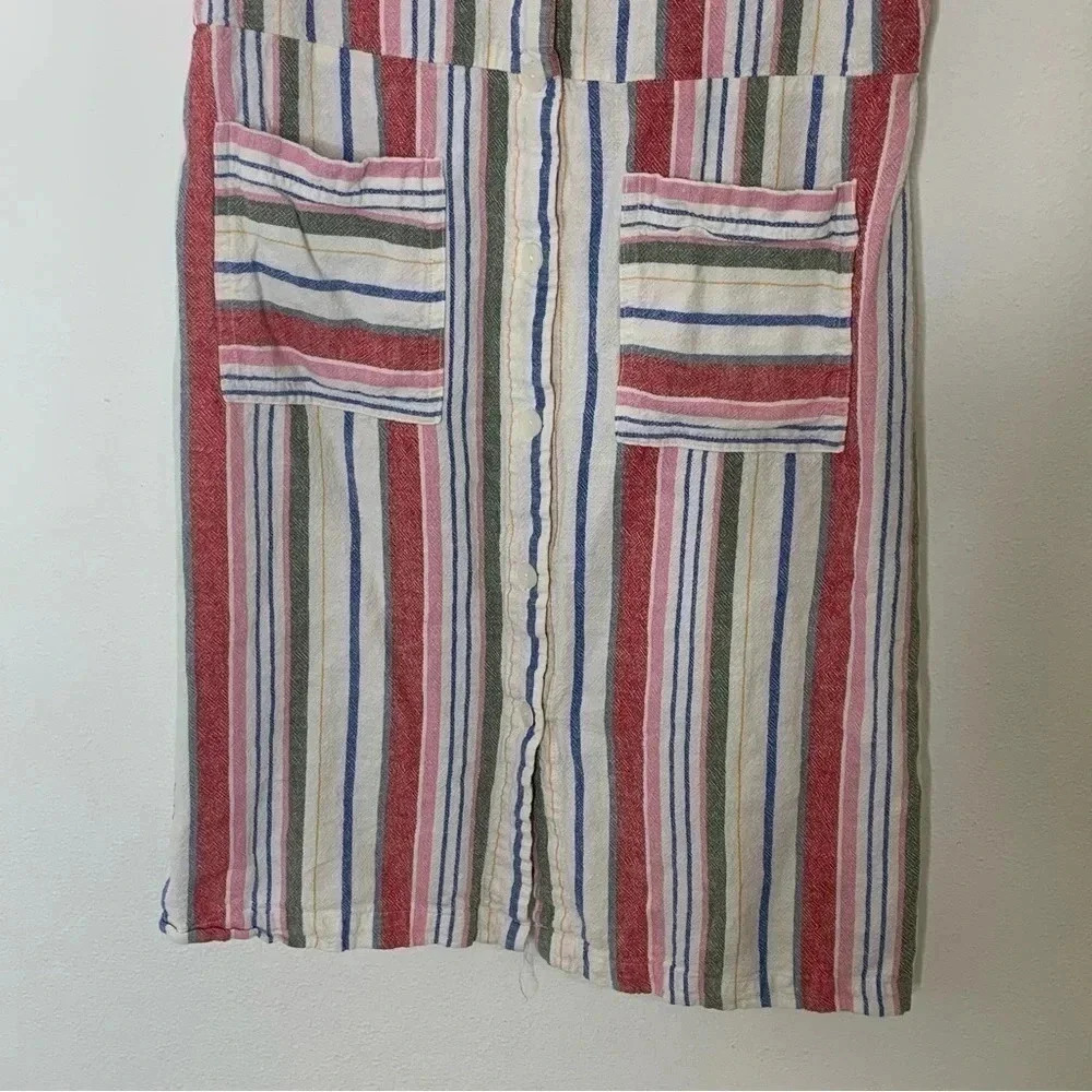 Old navy womens striped midi dress sleeveless linen blend pockets v neck sz L - Picture 5 of 8